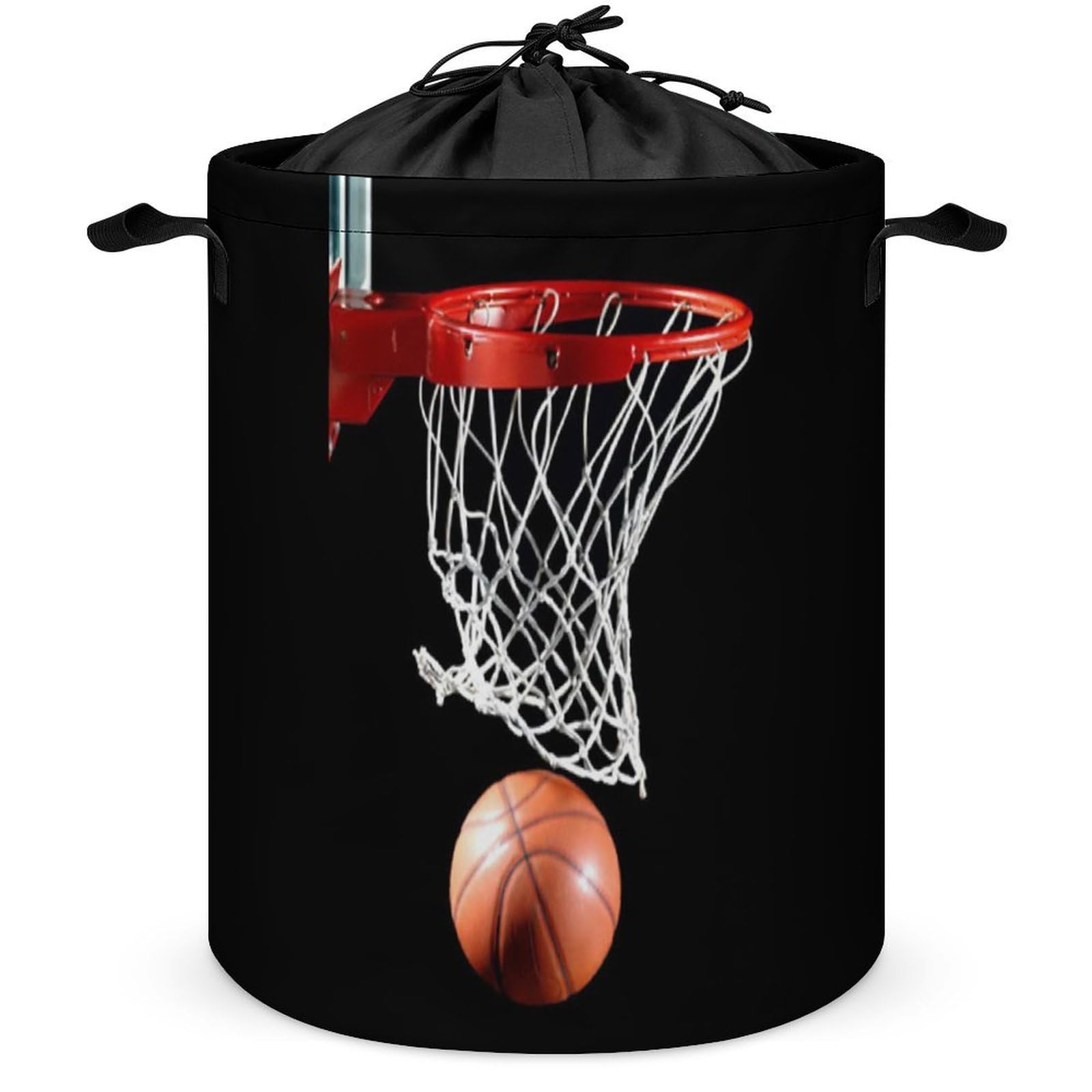 Qjjinxior Drawstring Laundry Hamper, Basketball Laundry Basket, Washing Basket with Handle
