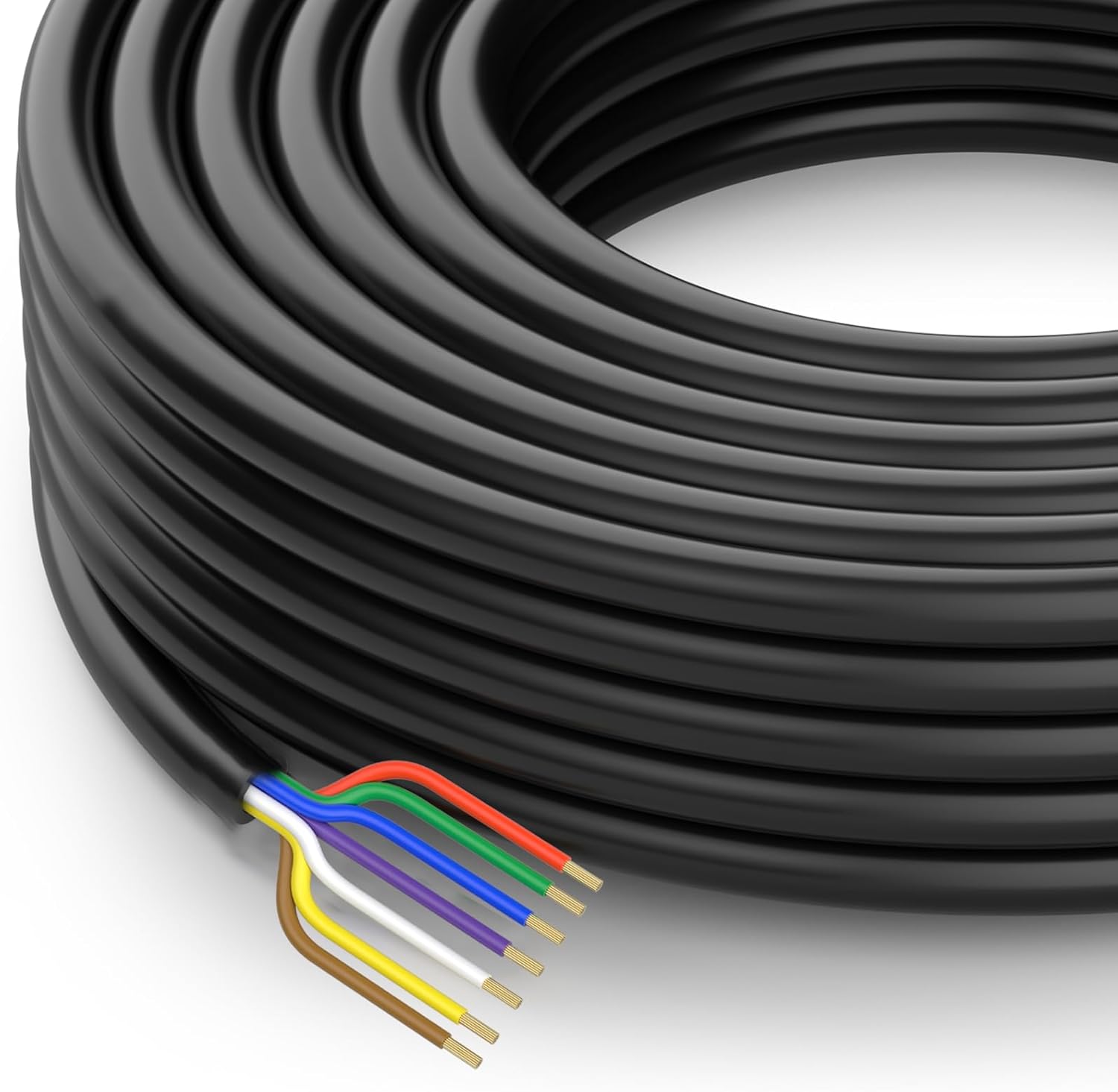 CCA 27 Ft Heavy Duty 14AWG/12AWG/10AWG 7 Way Round Conductor Blade Wiring RV Trailer Traditional SAE Cord Harness Wire, 7 Individually RV Tow Hitch Cable Insulated Wiring - 14/4 10/2 12/1