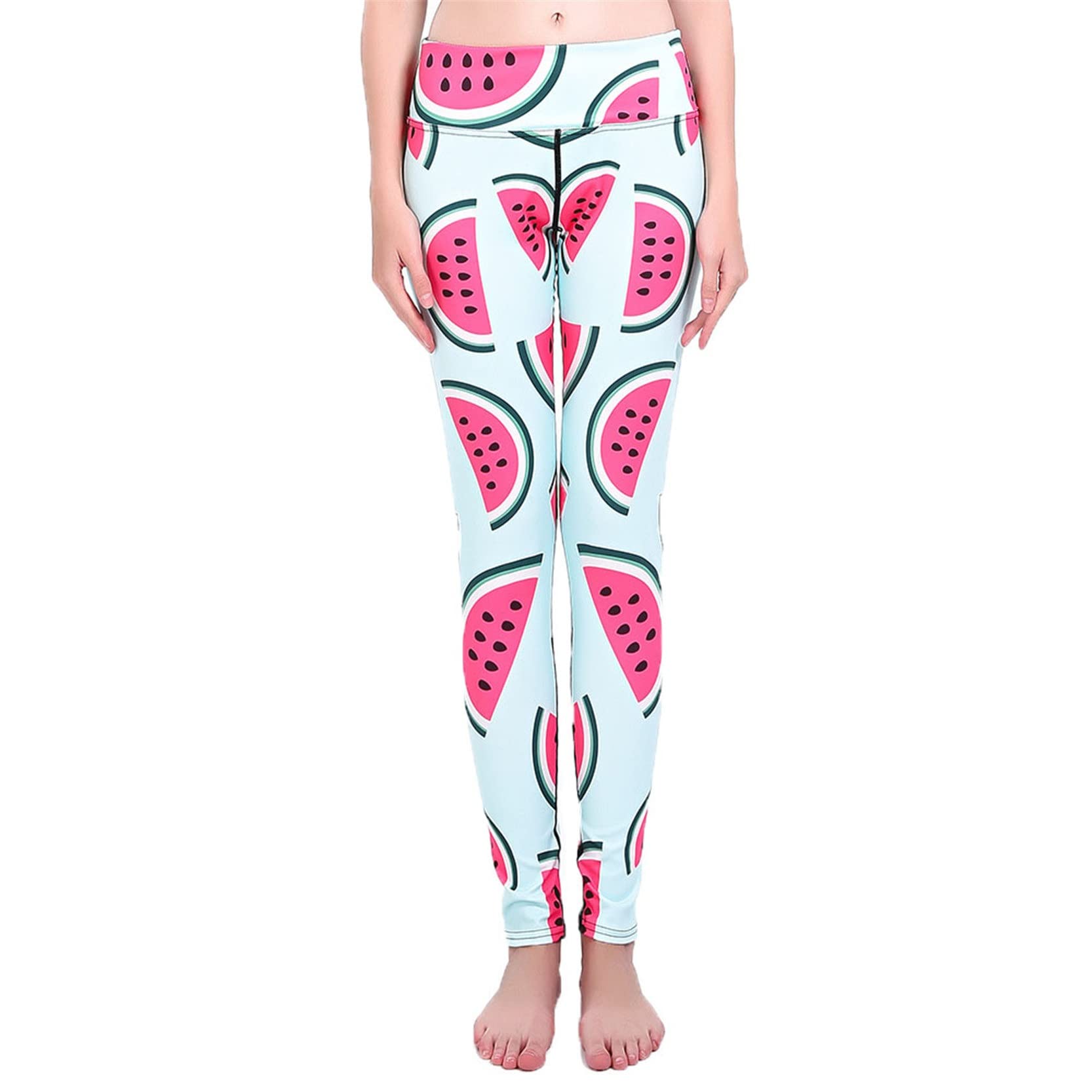 Leggins Mujer Fitness Mallas Deportivo Pilates, Pantalones de la sandía de la moda de las mujeres Pantalones de yoga Pantalones de entrenamiento delgado de la cintura alta Leggings de los deportes de