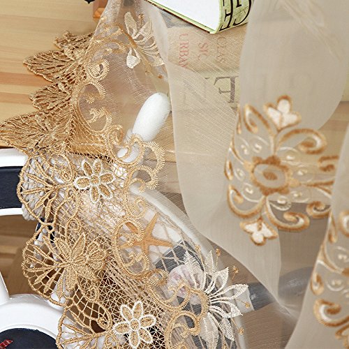 Aifish Delicate Embroidered Sheer Lace Curtain Drapes European Style Home Decor Window Treatment Floral Tulle Curtains Room Divider For Living Room Bedroom Rod Pocket Top 1 Panel W39 X L63 Inch #TOP6