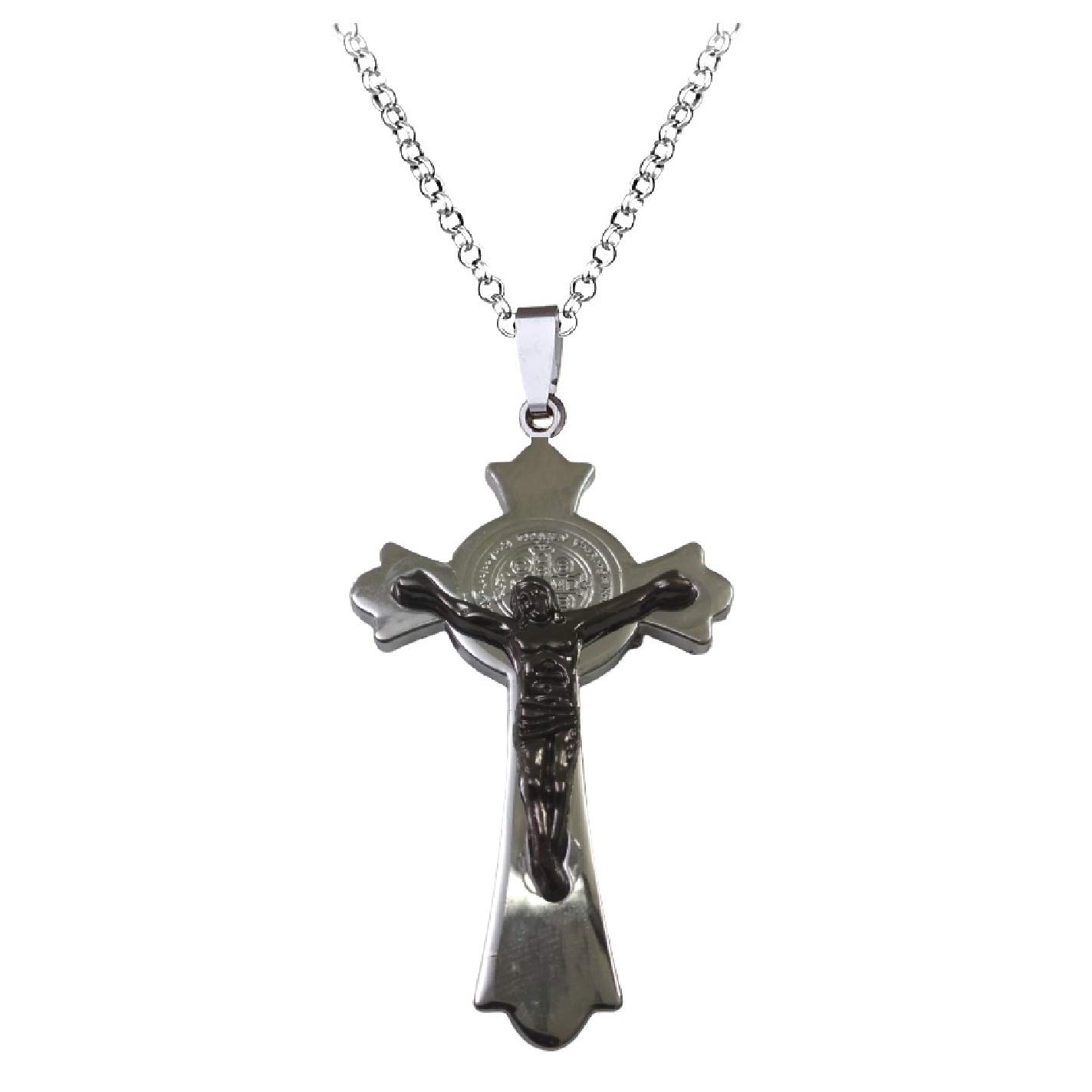 LADY HAWKMetal Holy Cross Pendant Crucifix Necklace with Resizable Silver Chain for Boys, Girls, Women and Men (LH-JCC-D5)
