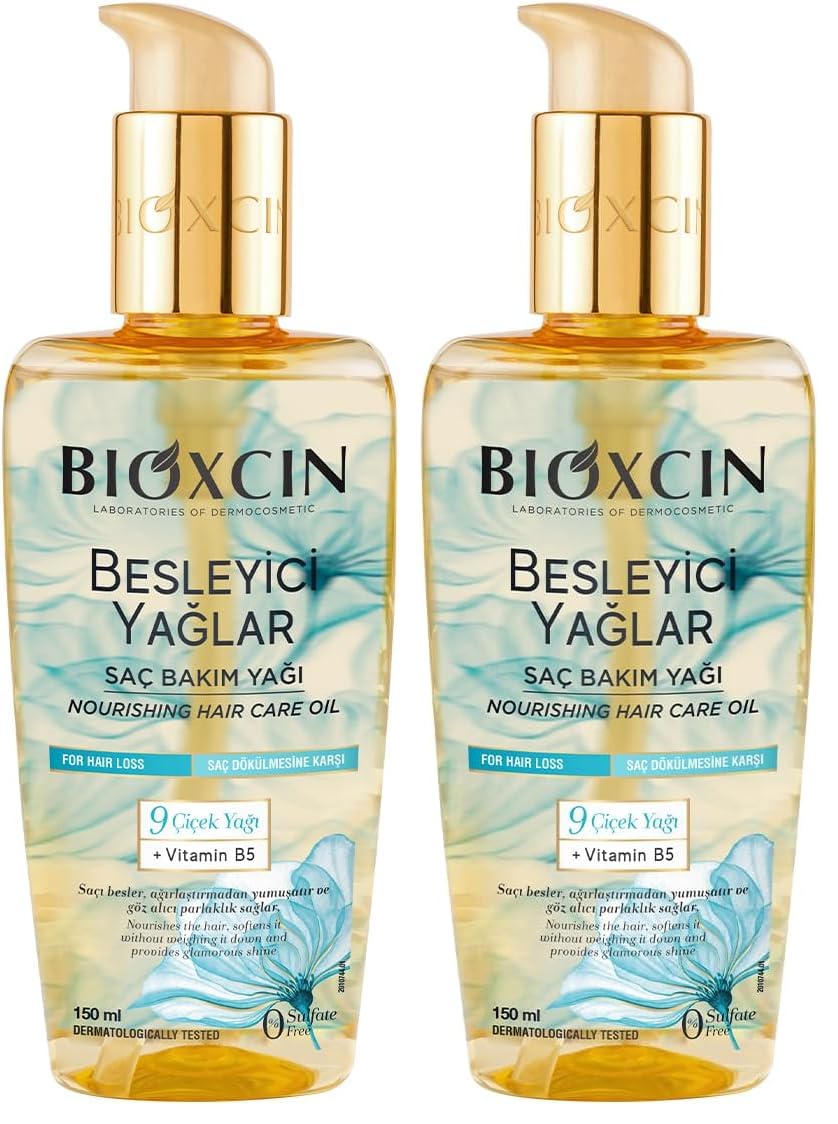 Bioxcin Besleyici Saç Bakım Yağı 150 ml – 9 Çiçek Yağı, B5 Vitamini ve BioComplex B11 ile Kuru ve Yıpranmış Saçlar İçin Yoğun Bakım (2 paketi)
