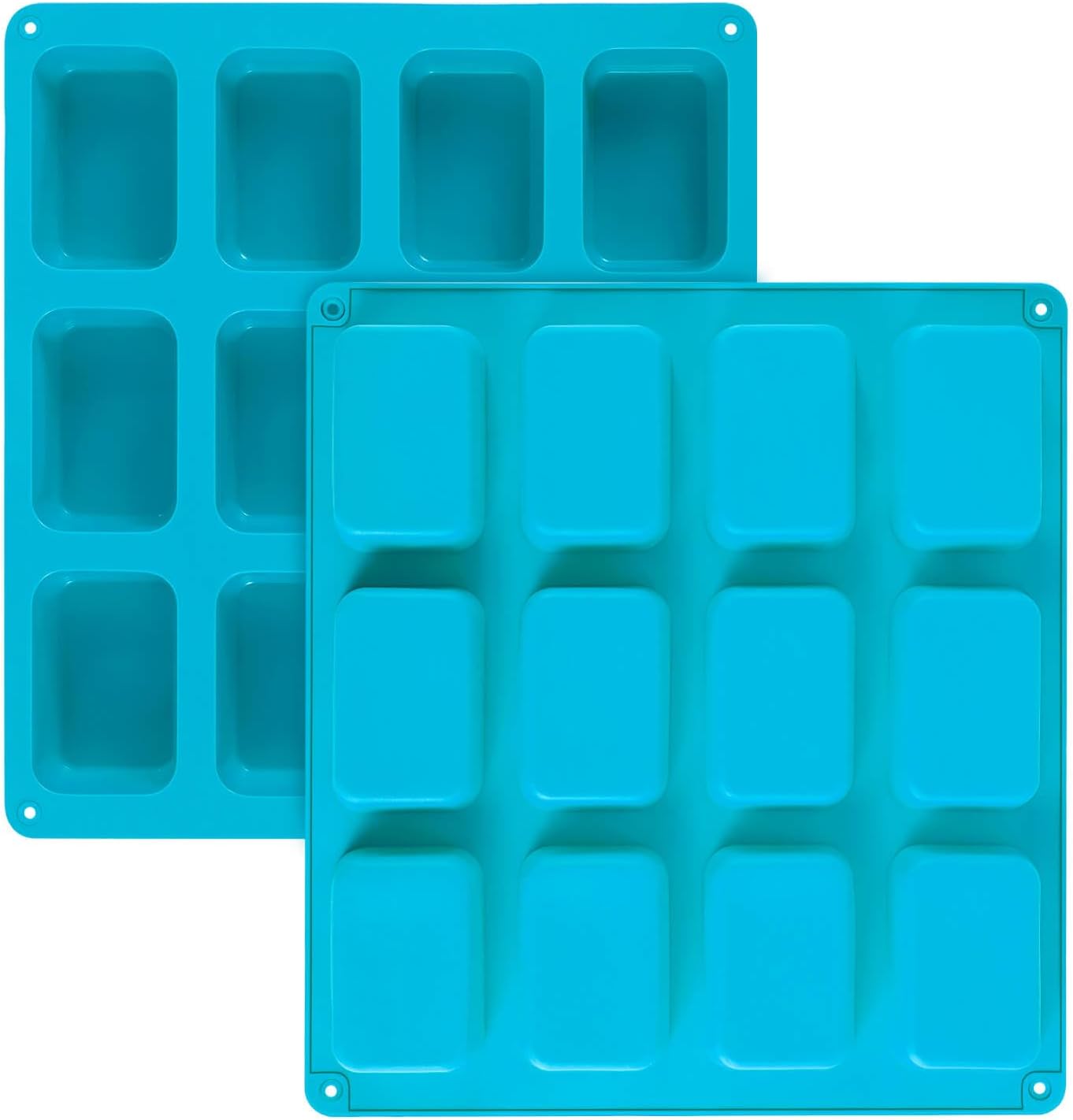 Silicone Mini Loaf Pan Mold - 12 Cavity Non-Stick Silicone Baking Mold Bread Pan for Mini Bread, Cornbread, Brownie Bites, Cheesecake - Small Baking Molds for Oven 2 Pack