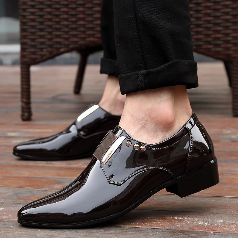 Men's Patent Leather Slip-On Oxfords Formal Business Casual Wedding Dress Shoes Classic Tuxedo Shoes2
