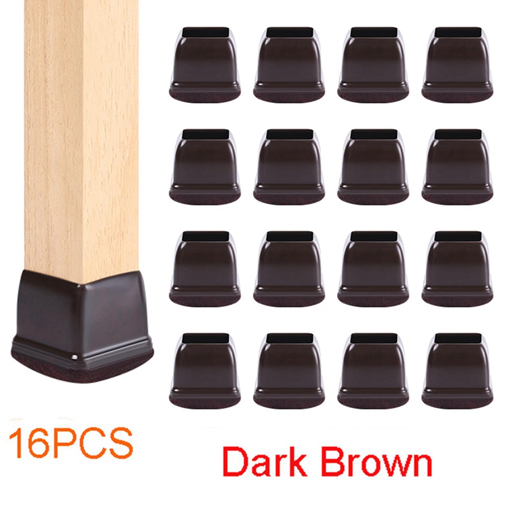 80 Piezas Protectores de Suelo para Patas de Silla de Silicona Marrón, Tapas Cuadradas para Patas de Silla con Fieltro Envuelto, Adecuado para: 0,75 Pulgadas-1,0 Pulgadas