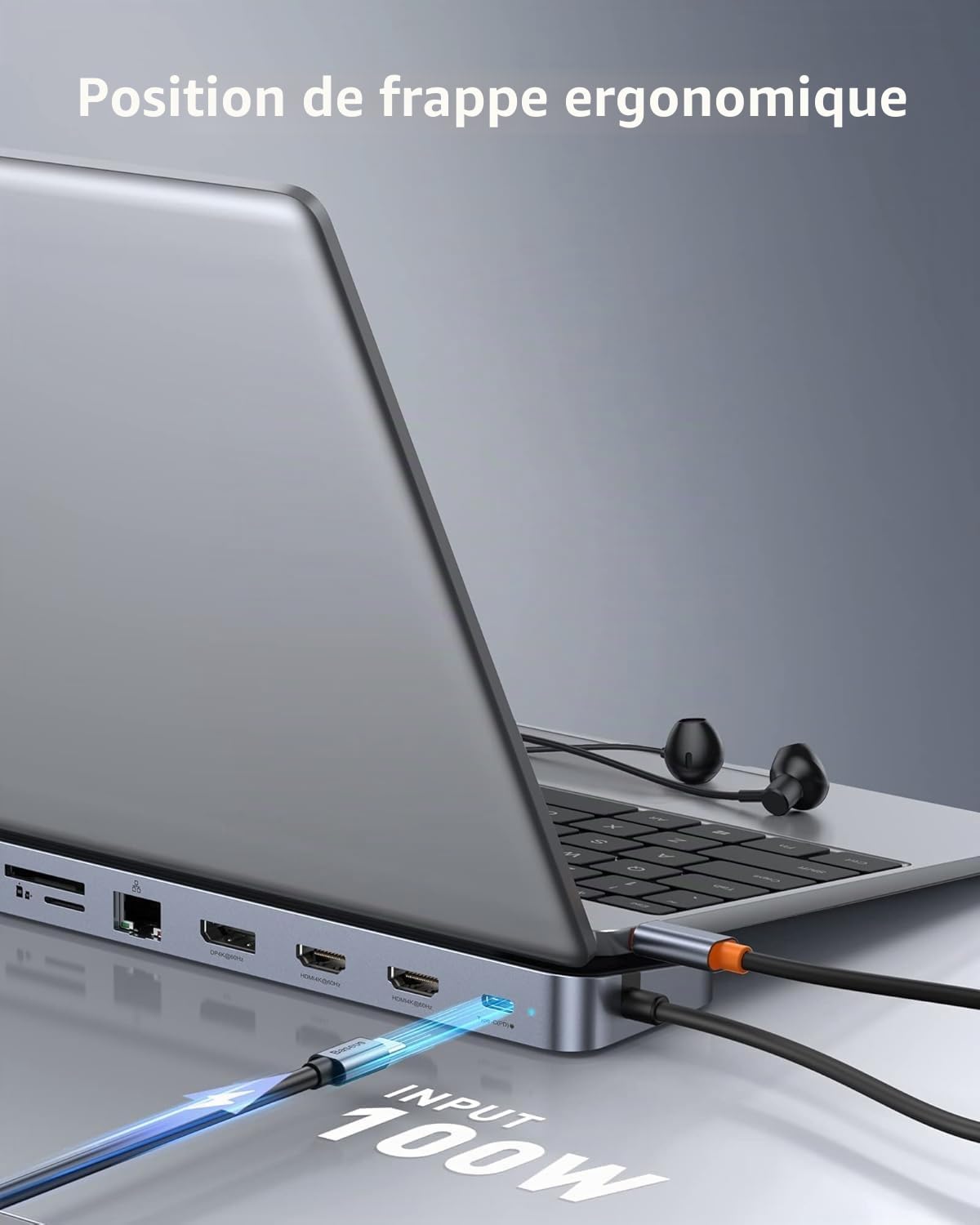 Baseus Station d'accueil USB C, 12 en 1 Dual 4K 60Hz HDMI et Displayport, PD 100W, USB 3.0, Gigabit Ethernet, SD TF, Prise 3,5 mm, pour MacBook/Dell/HP/Surface/Steam Deck