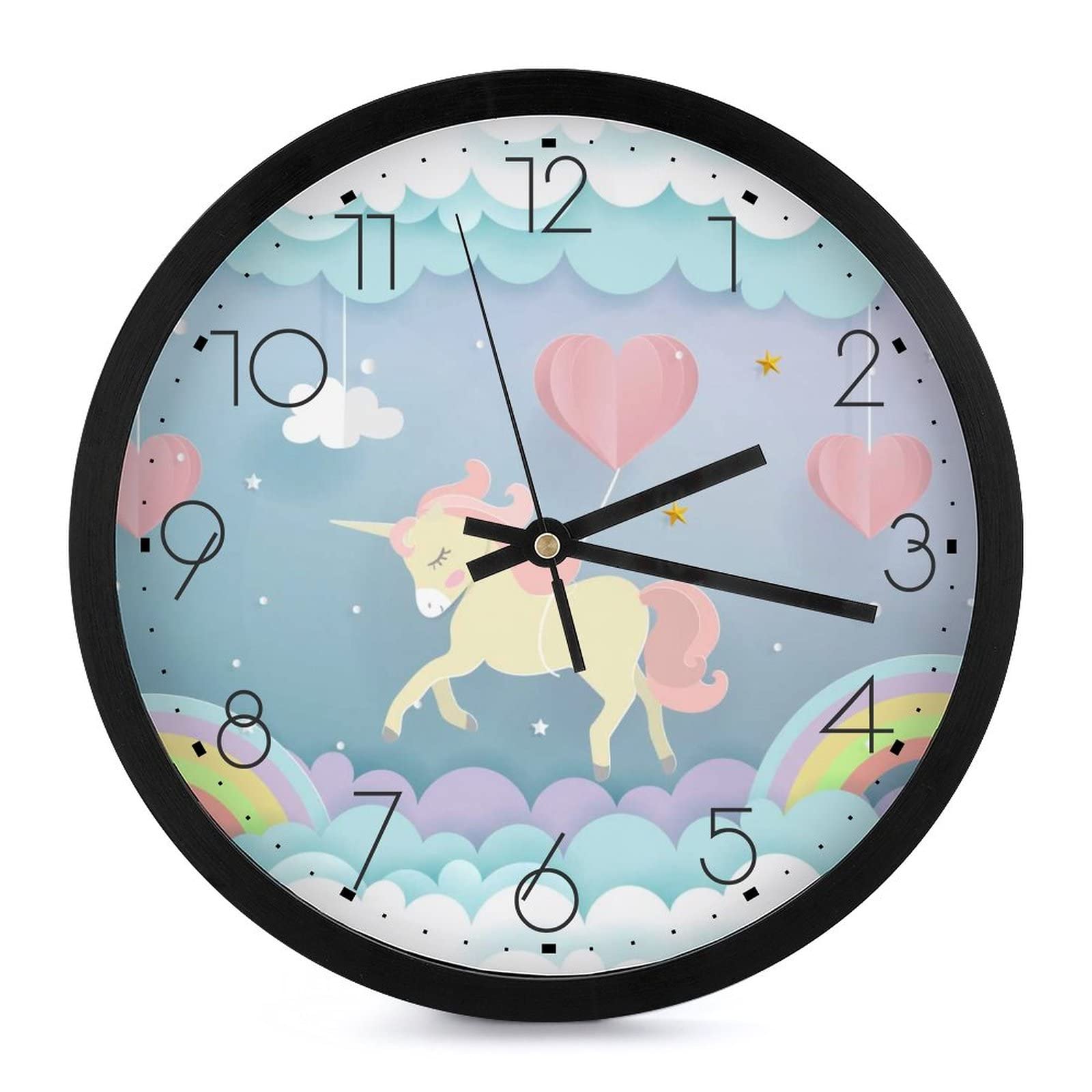 Horloge silencieuse licorne nuage blanc pour chambre et bureau