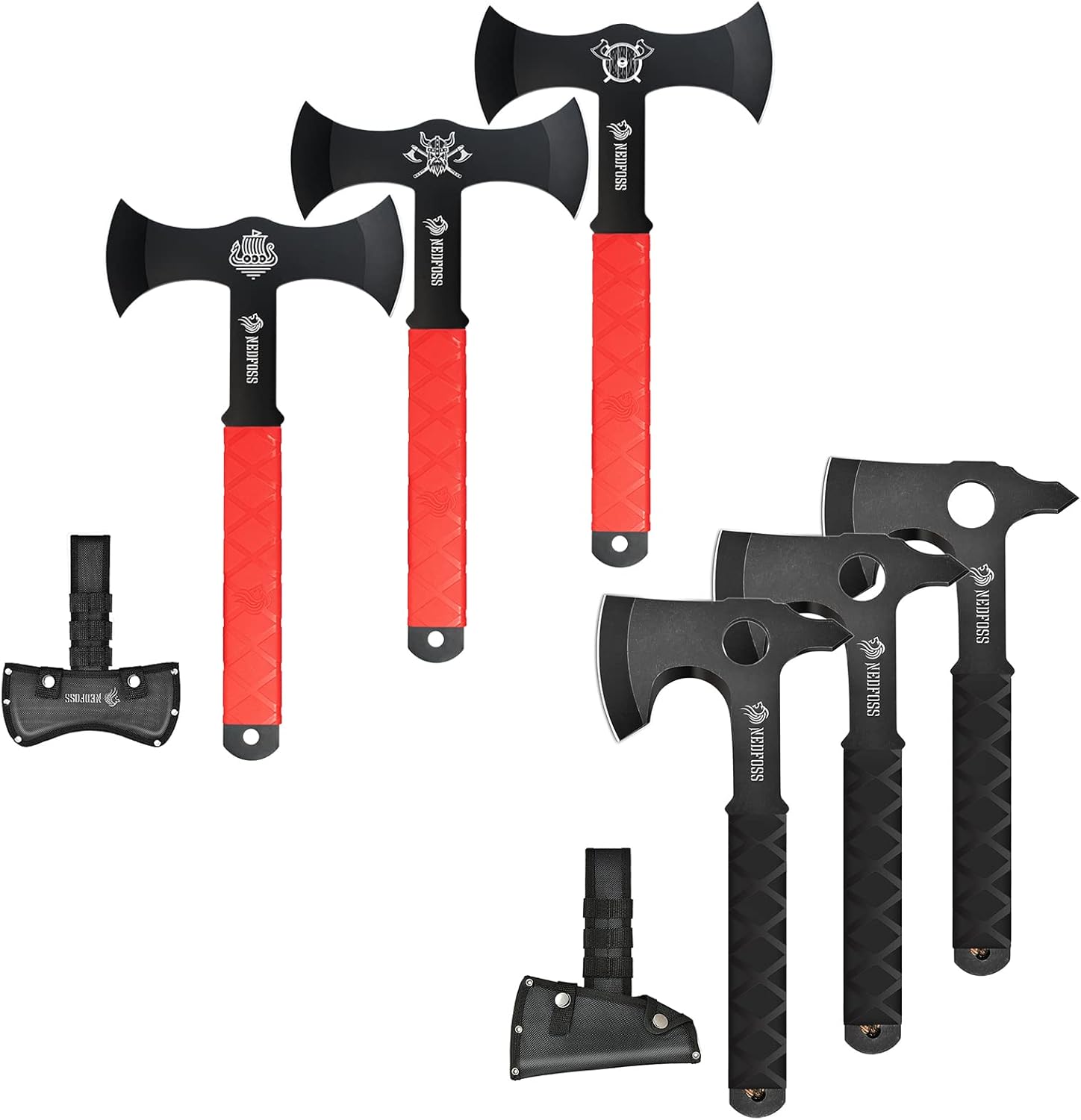 NedFoss Throwing Axes and Tomahawks Set 6Pack, Full Tang