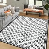 5' x 7' Upgraded Waterproof Rug-Look Vinyl Floor Mat, Area Mat for Kitchen