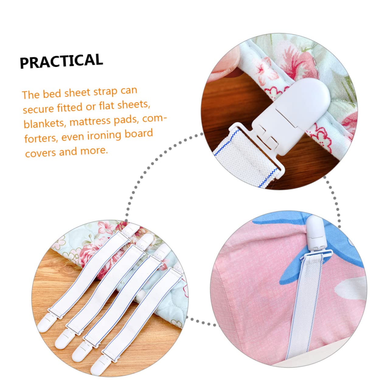 OUNONA 1set Bed Sheet Clips Fitted Sheet Straps Fasteners Secure Mattress Covers with Ease Prevent Slippage for Flat Fitted All Mattress 12pcs