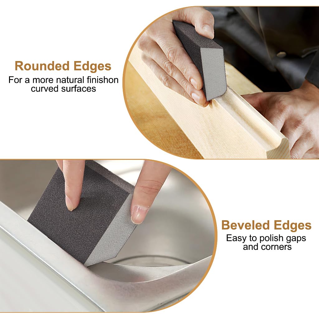 4pcs Sanding Block with Wet and Dry Dual-use,Washable and Reusable Sanding Sponges 4 Grits(80/120/180/220) Sandpaper for Wood Sand Paper Pack for Wood Wall - Image 4