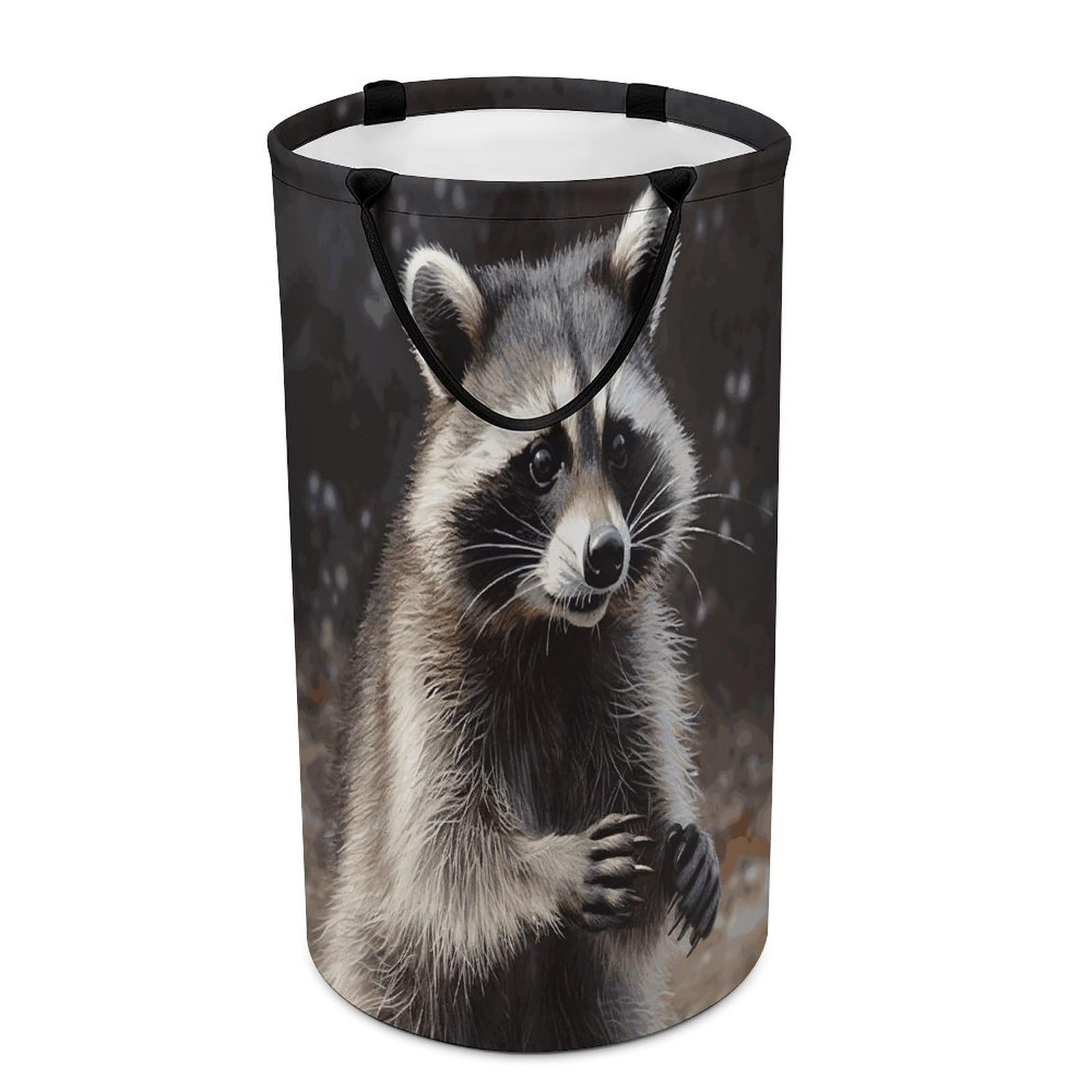 Raccoon Laundry Basket Waterproof And Moisture-Proof Storage Bins Collapsible Round Laundry Hamper Perfect for Toys, Clothes And Sundries