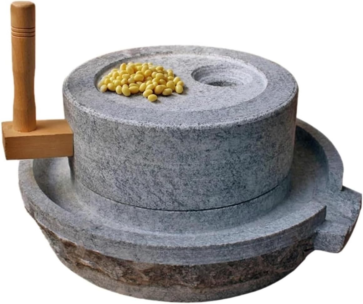 Removable Manual Handmade Stone Mill,Hand Grain Mill,Hemp Stone Mill for Home Use,Vintage Handmade Mill for Grinding Grains(35cm/13.8in)