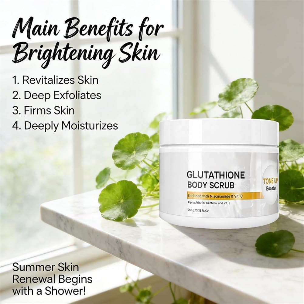 Skinflair Glutathione Body Scrub & Tone Up Booster with Rosehip & Sea Salt, Exfoliating & Hydrating Body Scrub, Gentle Moisturizing Skin Care for Smooth & Radiant Look (1 Pcs) Beauty