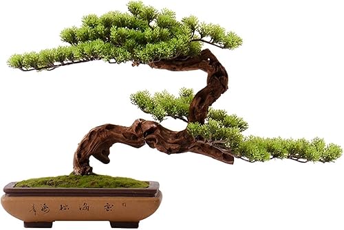 Árbol bonsái artificial, plantas artificiales, árbol bonsái de madera para interiores, pino, bonsái decorativo zen, bonsái decorativo con macetas de