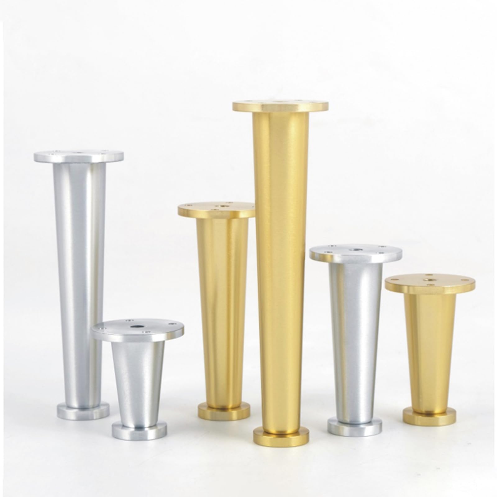 Patas para Muebles Regulables Dorado, 4Piezas Patas para Mesas Regulables Pies de Sofá Conicas para Armario Aleación de Aluminio | Anodizada Pata para Cama Altura Opcional 25cm Pies Gabinete 25cm/9.8"