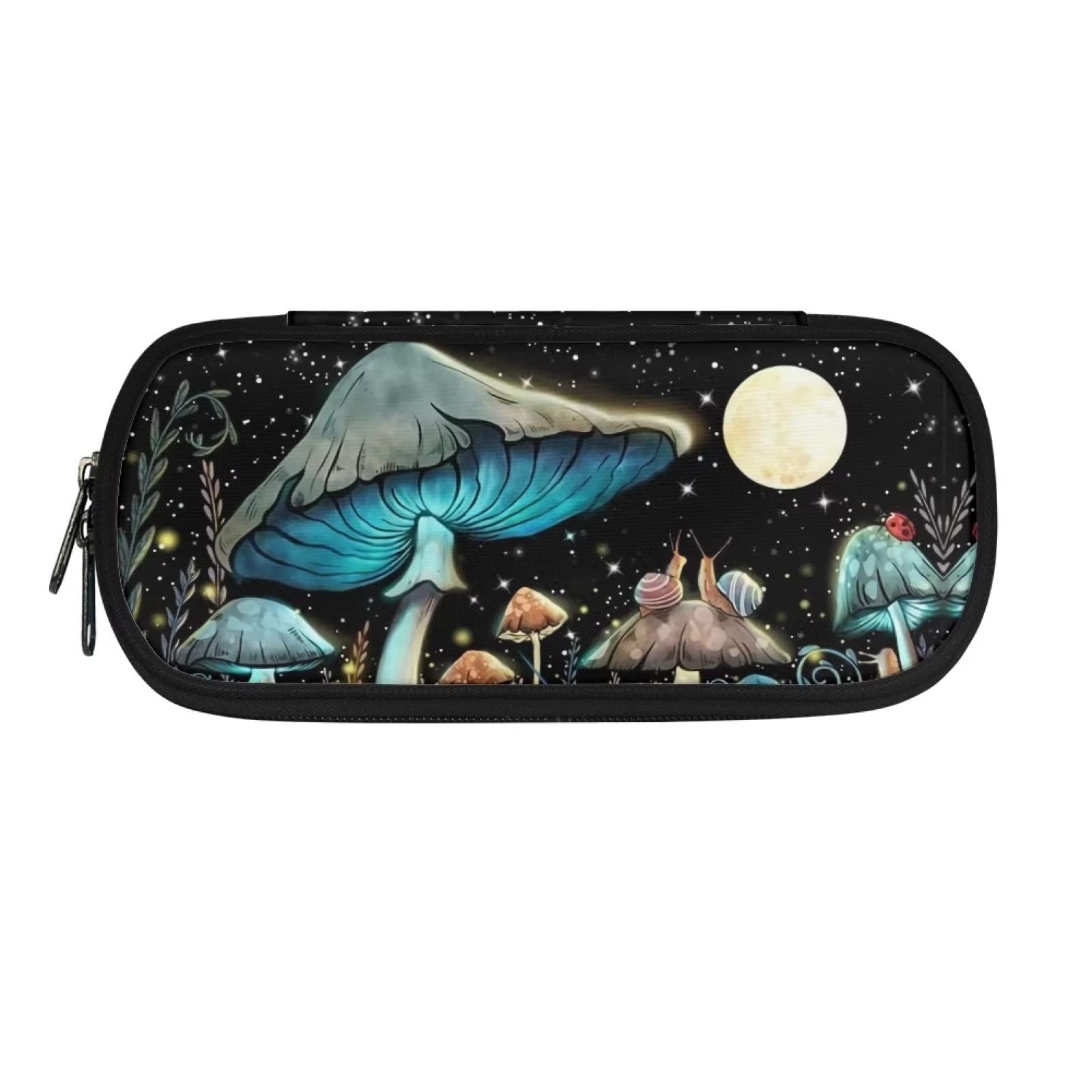 DISNIMO Moon Mushroom Pencil Case for Girls Boys Cute Pencil Pouch Big Capacity Pen Case Desk Organizer Office College Storage Marker Box Stationery with Zipper Cosmetic Bag for School Students