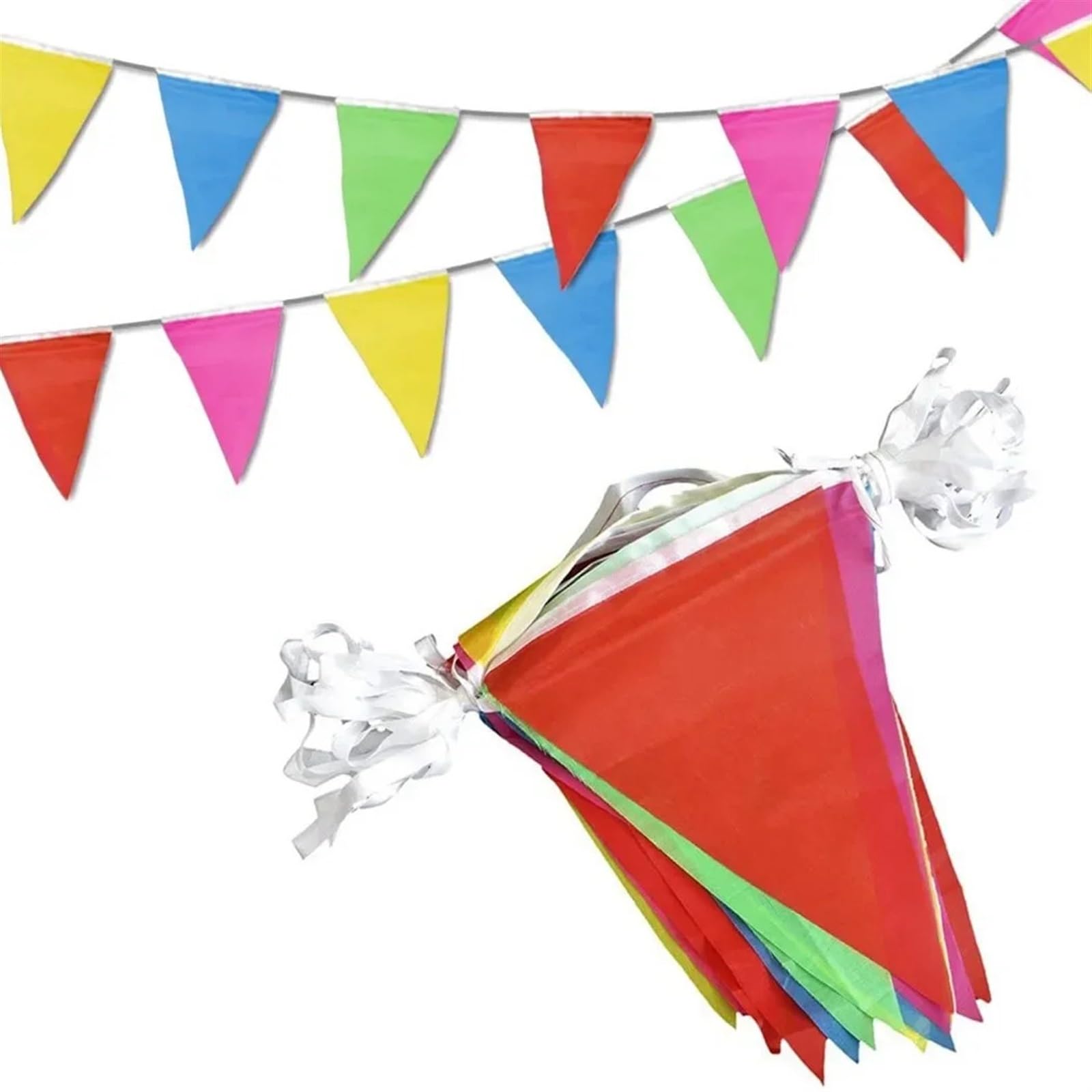 Wimpelkette für den Außenbereich, dreieckige dekorative Flaggen für Partys, Veranstaltungen und Feiern, 50 m Länge, buntes Design für festliche Dekoration