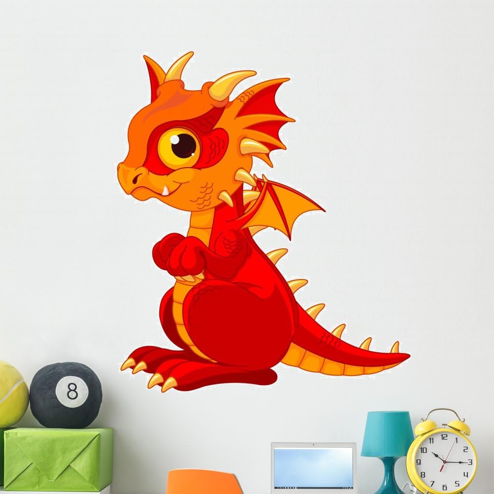 Red Baby Dragon Wall Decal Peel and Stick Graphic (48 in H x 47 in W) WM318141