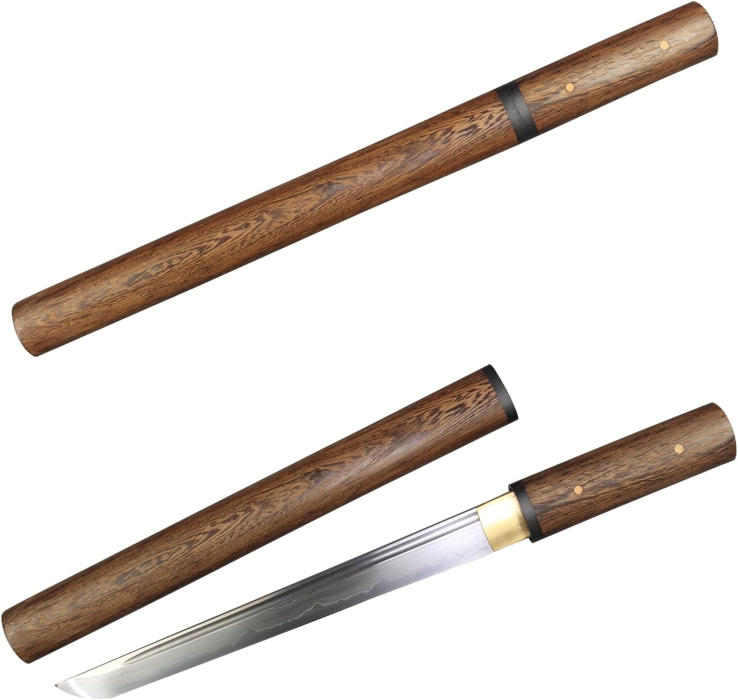 Japanese Tanto Handmade Damascus Steel Clay Tempered Sharp Short Katana Sword 20 Inch - Image 2