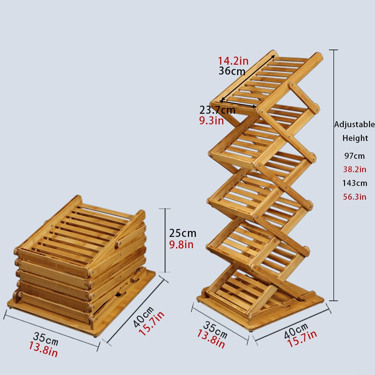 Portariviste da terra Pieghevole in Bambù, Organizzatore Espositore Letterario, Espositore Libri in Legno Naturale per Ufficio Casa Negozio(A4)