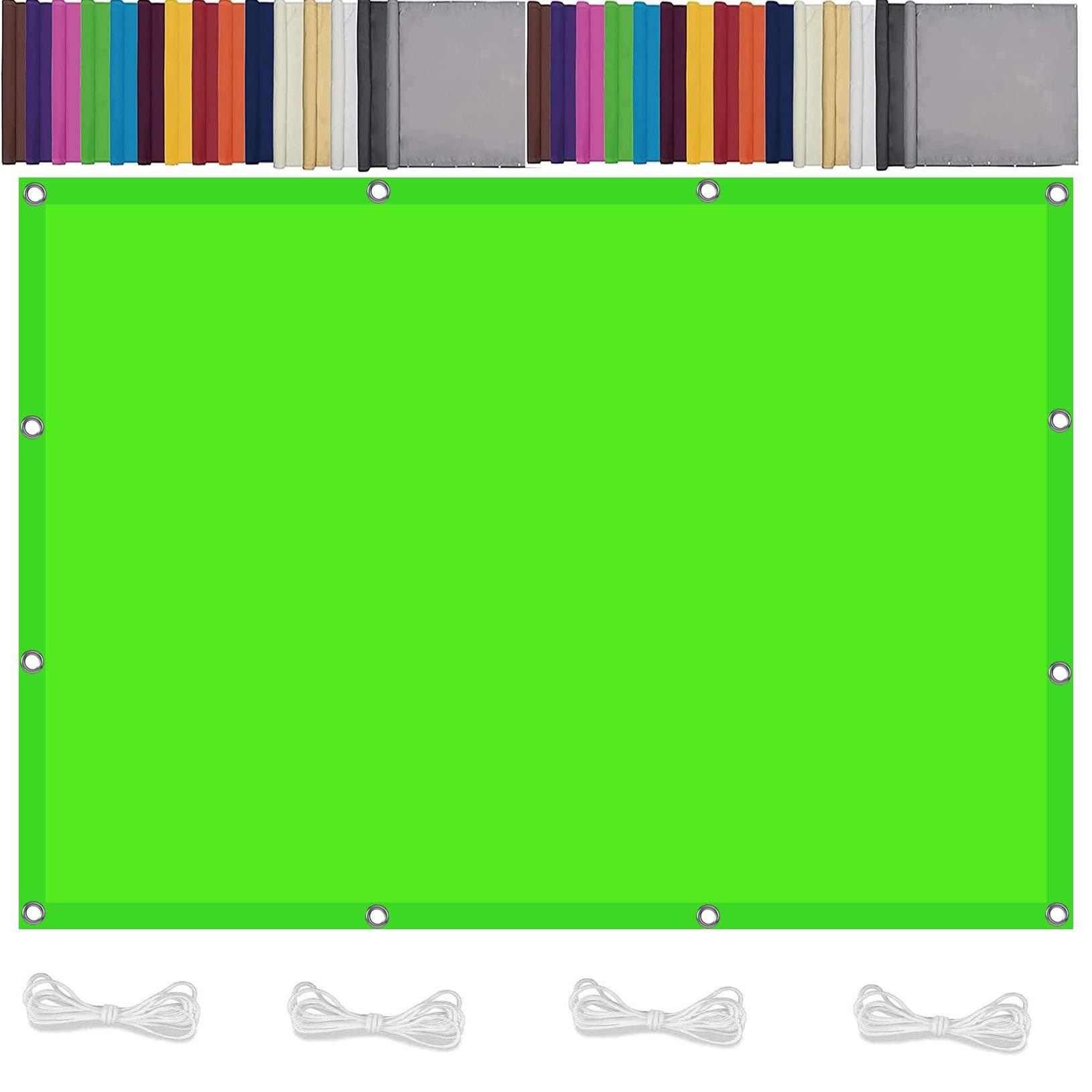 Toile d'ombrage 6x9 m vert tendre rectangulaire avec corde pour pergola