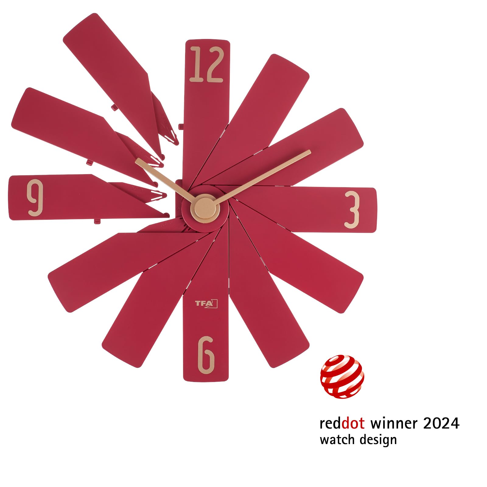 TFA Dostmann Orologio da parete di design Clock in The Box, 60.3020.05, con movimento silenzioso, orologio al quarzo, composto da 12 pezzi, orologio da soggiorno, cucina, camera da letto, decorazione,