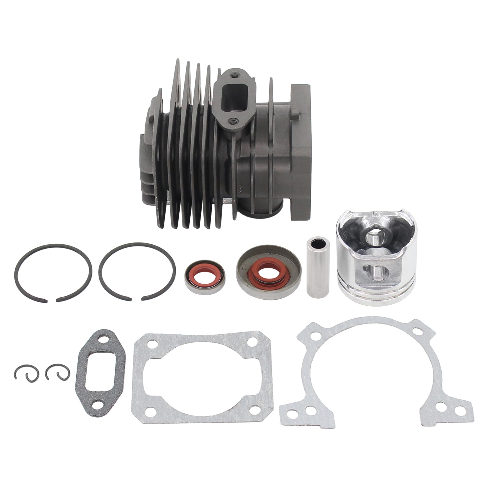 Kolben Zylinder Dichtsatz 38mm Zylinderkolben Dichtungssatz mit Kolbenring Kolbenbolzen Sicherungsclips Simmerringe Auspuffdichtung Zylinderfußdichtung für Stihl FS 220 FS 180 FS 160 Motorsense