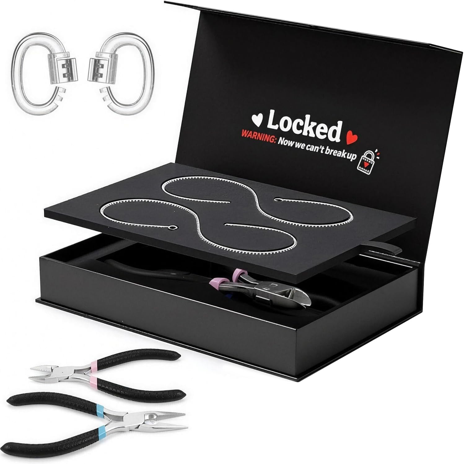 Permanent Bracelet Kit for Couples - DIY Sterling Forever Bracelets Making Set with Locking Heart Clasp, Ideal Gift for Christmas, Anniversary, Valentine's Day & Date Night Activity