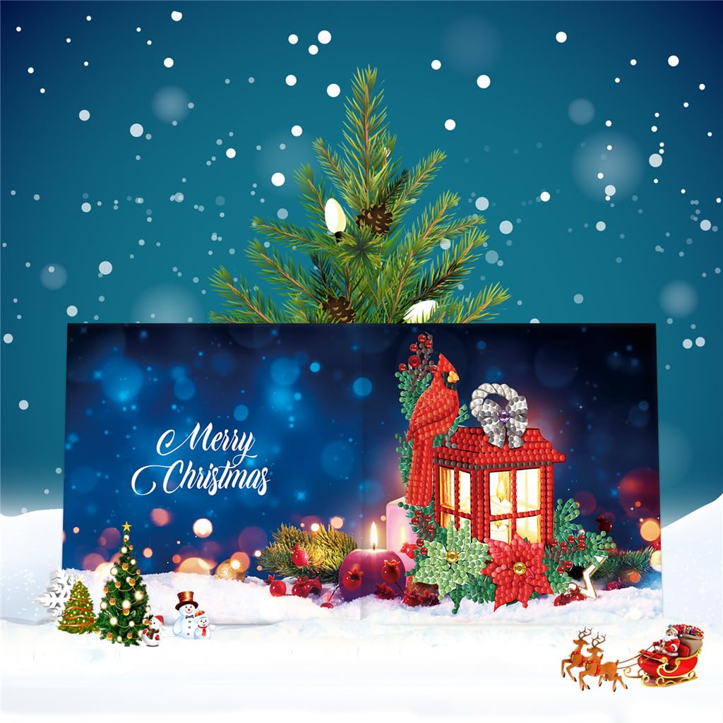 Diamond Painting Christmas Greeting Card Kits,5D Numbers Santa Claus New Year Greeting Card With Envelopes Holiday Greeting Cards Kits fit for Friends,Family,Children (M) - Image 3