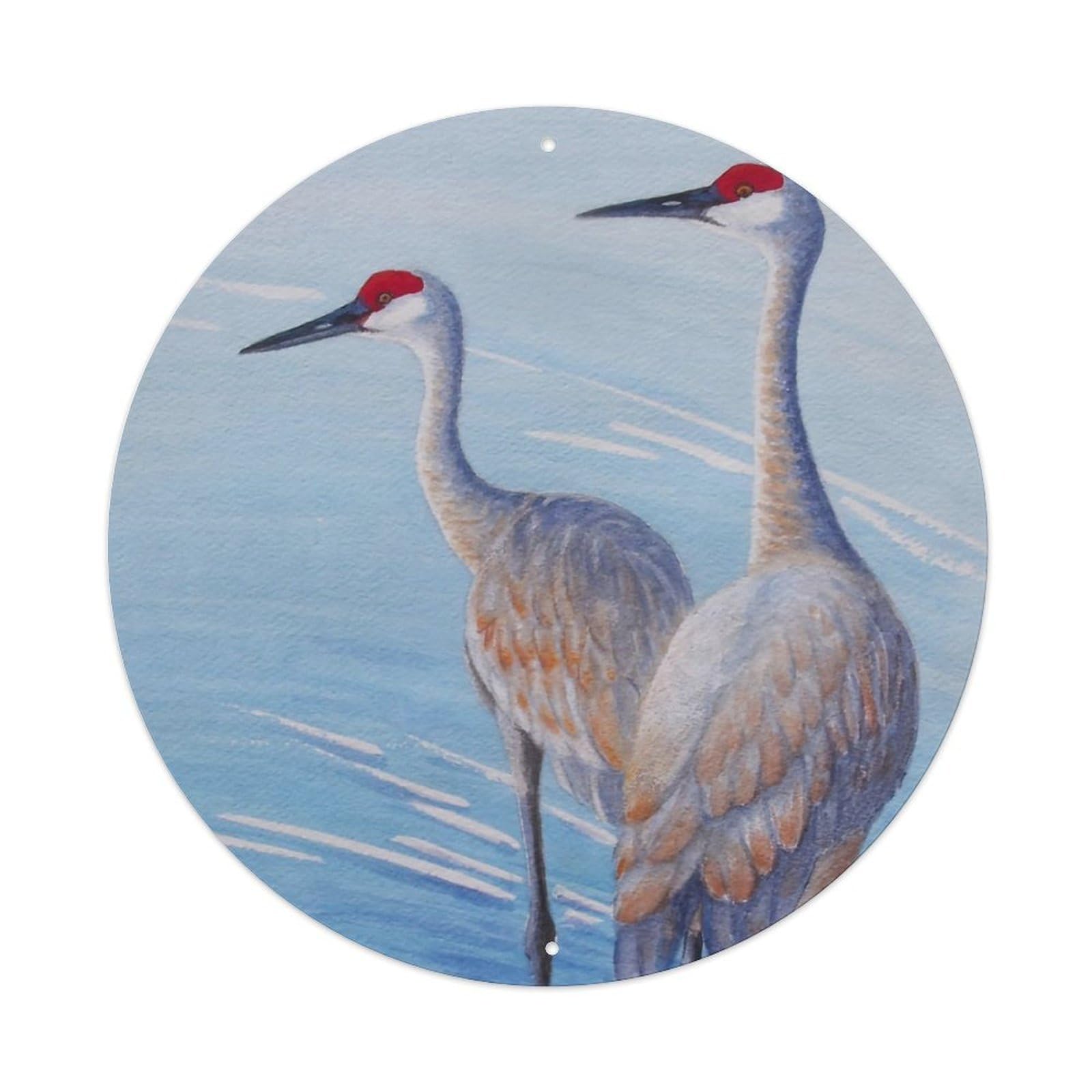 Animal Artwork Two White Storks in The River Vintage Metal Tin Sign Plaque Wall Decor for Cafe, Club Bar, Office, Garden Metal Poster 8x8Inch
