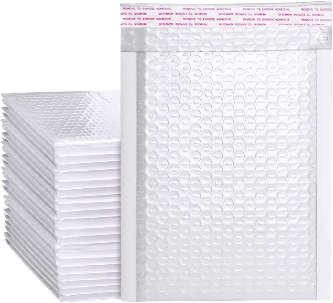 50 Pcs Bubble Mailers, Poly Bubble Mailers Waterproof Padded Envelopes Self Seal Shipping Bags,with Bubble Cushioning Wrap for Shipping and Packaging，(White,11cmx15cm+4cm)