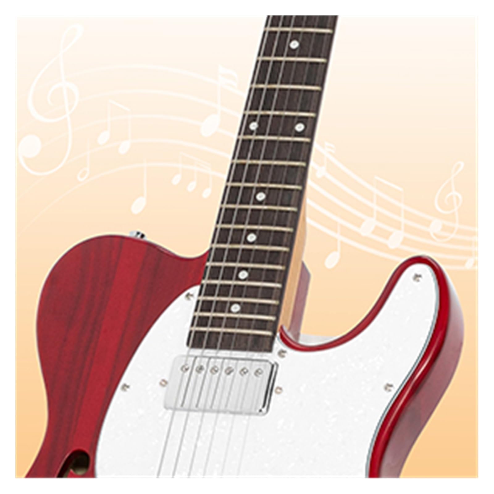 39 Calowa Gitara Elektryczna Semi Hollow Odpowiednia Dla Miłośników Muzyki Przezroczysty Bordowy