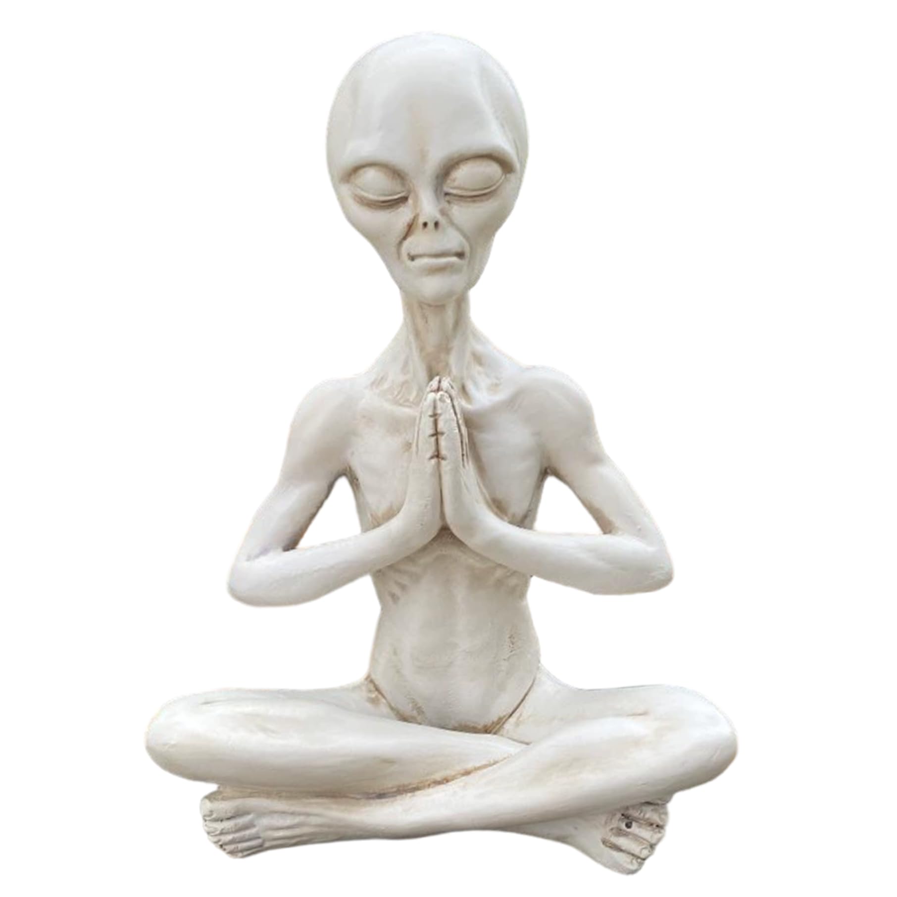 Statue extraterrestre de méditation compacte en résine blanche de 6.5 cm