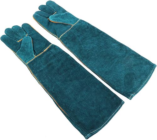 NDNCZDHC Anti Biting Gloves, Canvas Blue Pet Reptile Training Anti Bite Lengthen Safety Protection Gloves for Varanid Snake Dogs Cats(Blue)