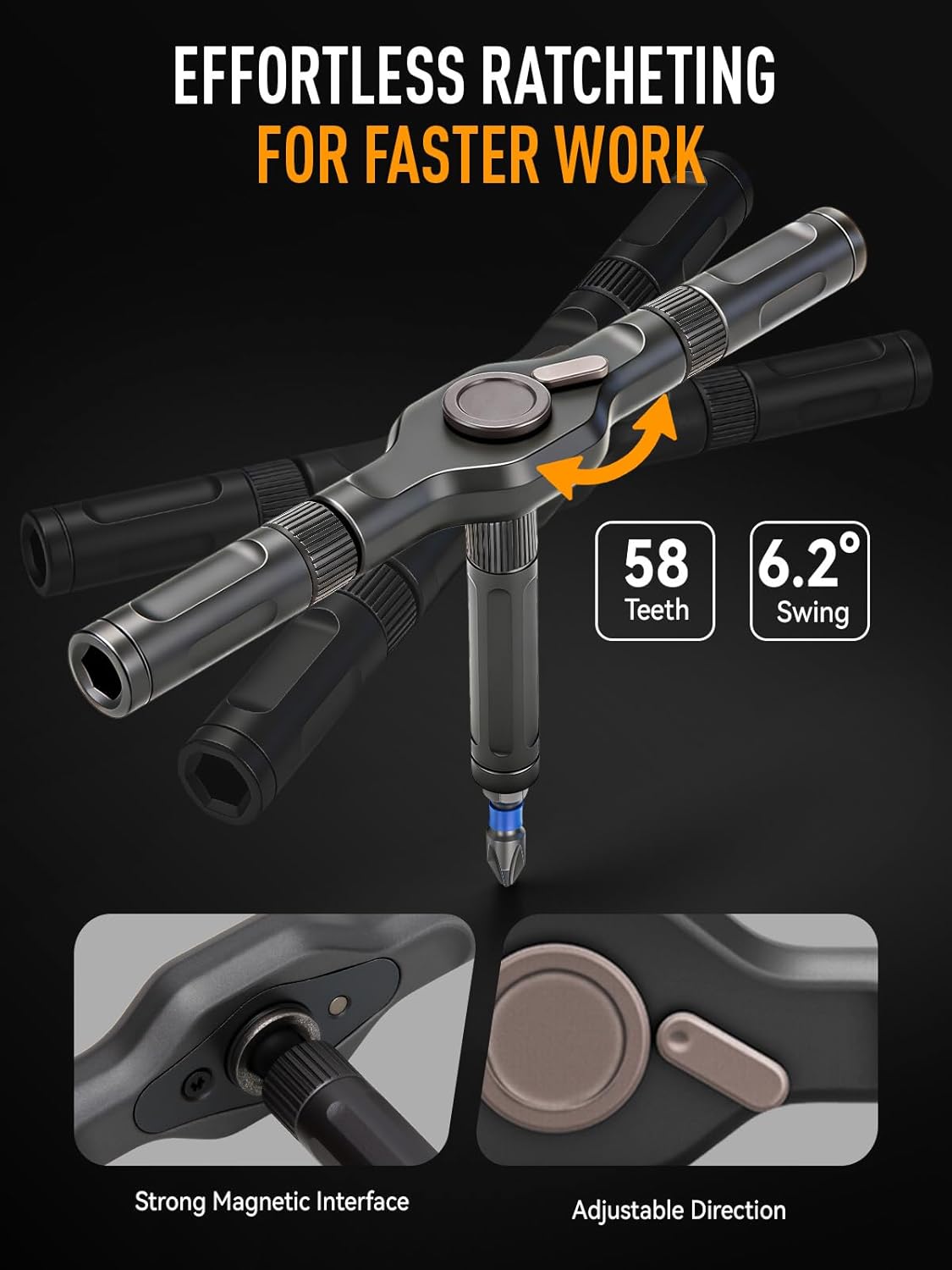 KELIN 68 IN 1 Magnetic Ratchet Screwdriver Set, T Handle Ratchet Screwdriver Kits with S2 Steel Bits for Home Daily Repair, Precision Electrical Appliance Repair, for Men Husband