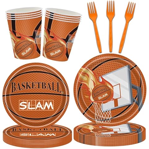 Basketball Party Supplies Serves 20, Basketball Plates and Napkins Set for Boys or Girls Birthday Party Decorations, Total 80 PCS Cover