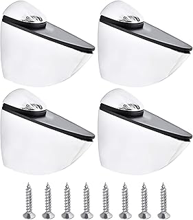 UFURMATE Glass Clamp, 4Pcs Metal Adjustable Wood/Glass Shelf Brackets Zinc Alloy Bright Surface Glass Clamp Clips Wall Mounted Shelf Support Holders, for 3-20mm Thickness (Large)