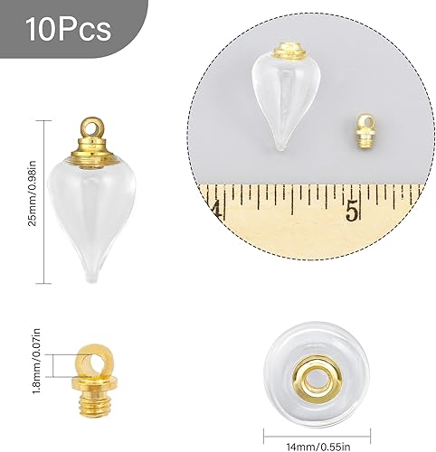 Miniatura 2 de CHGCRAFT 10 mini colgantes de botella de perfume de vidrio transparente, botellas de vidrio de deseos, caja de cenizas de mascotas, adornos