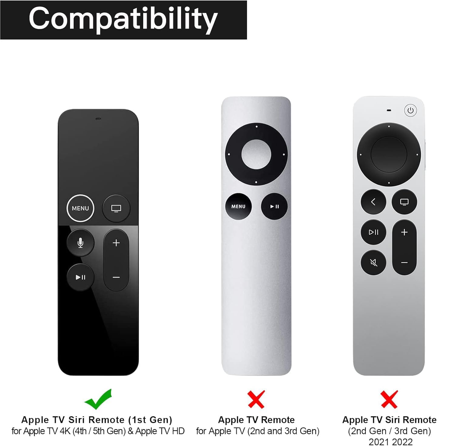 Silikonowe etui ochronne do Apple TV 4K 4. i 5. generacji Siri Remote etui na pilot zdalnego sterowania, etui na pilota zdalnego sterowania, antypoślizgowe etui ochronne (Black Not Glow)