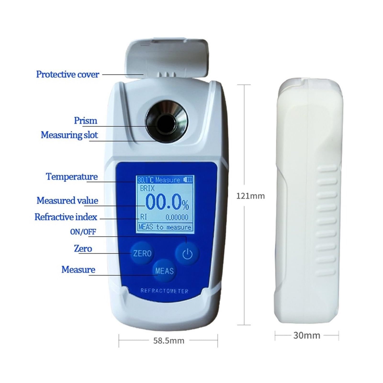 OPFVUJIKX Refractómetro Digital Recargable 0-55%, medidor Brix, sacarímetro, densímetro for Bebidas, zumos de Frutas, medidor de azúcar