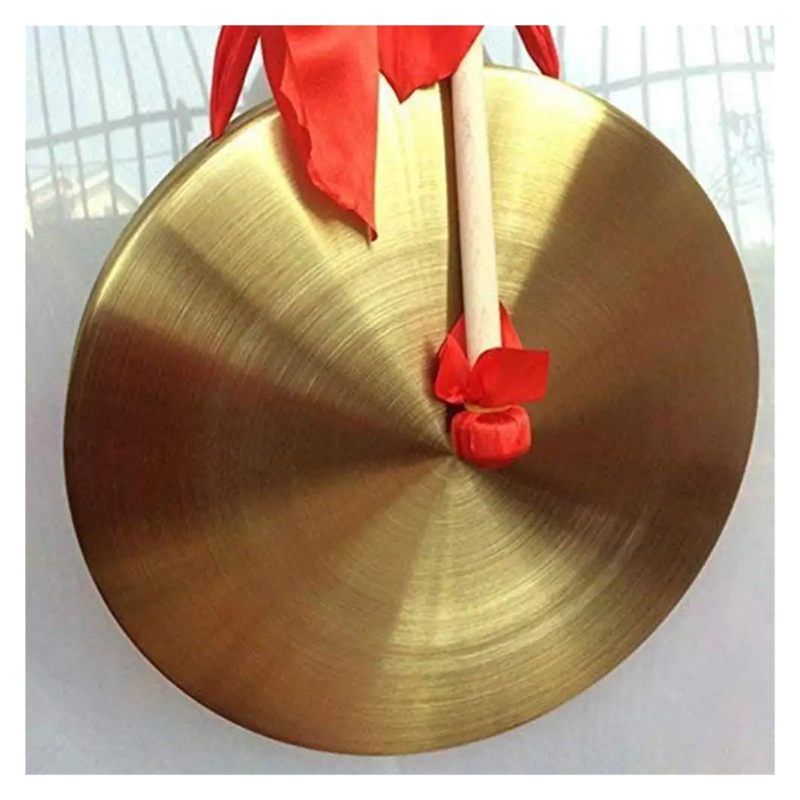 Címbalos chinos portátiles de latón, Gong chino de latón dorado de 15 a 32 cm con mazo de madera(22 cm)