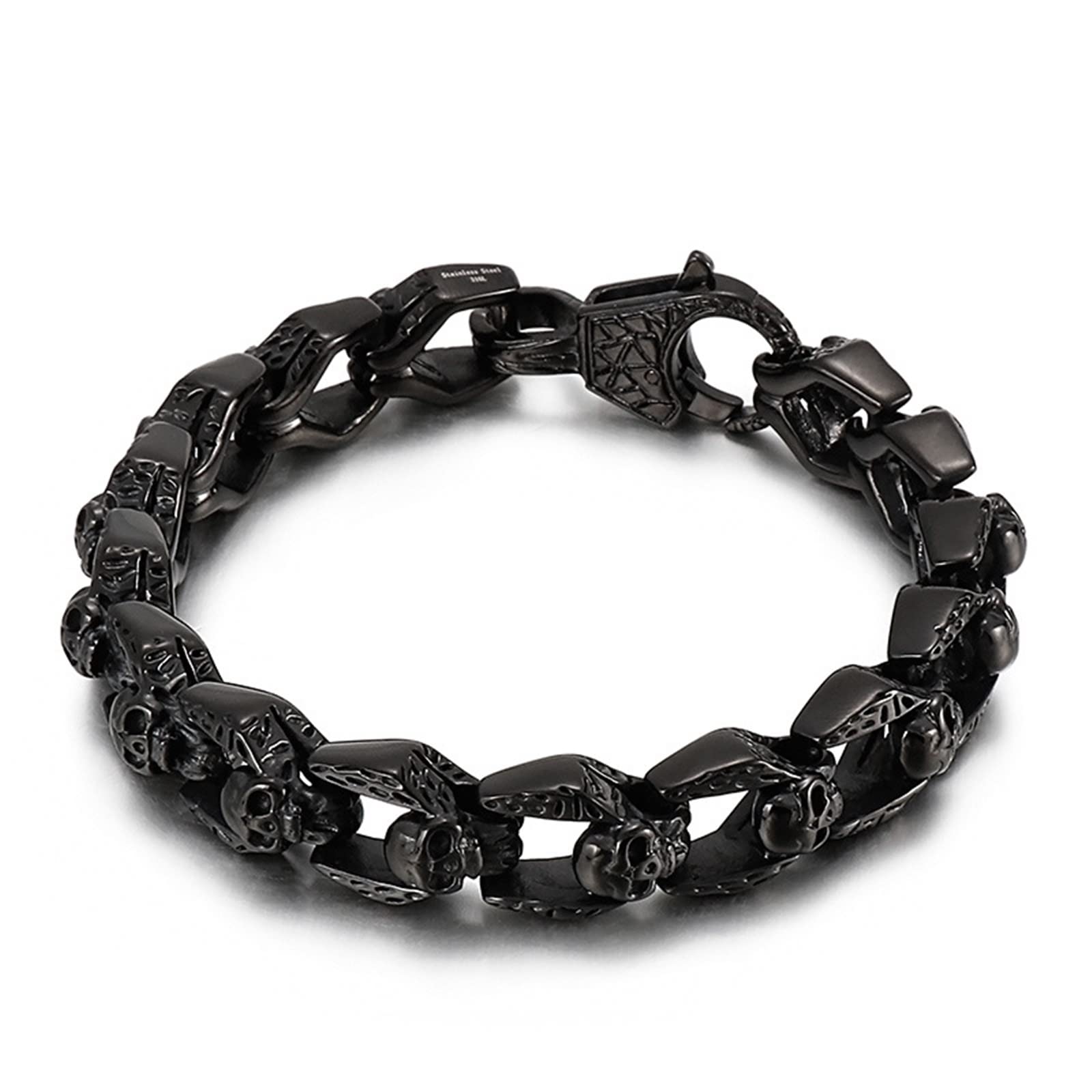 Bracelet Chaîne Noire, Bracelet Chaine Homme Acier Inoxydable Simplicité Rétro Cadeau Saint Valentin Bracelet