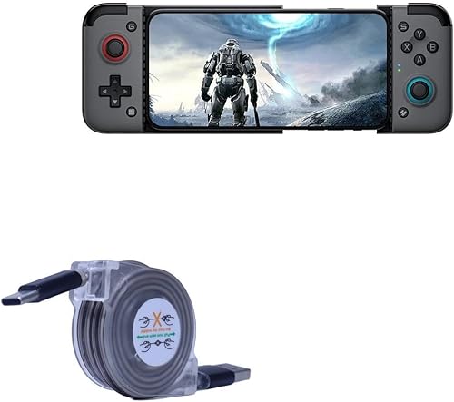 Miniatura 1 de BoxWave Cable compatible con GameSir X2 (versión Bluetooth) - miniSync - USB-A a USB tipo C, cable retráctil - USB-A a USB tipo C