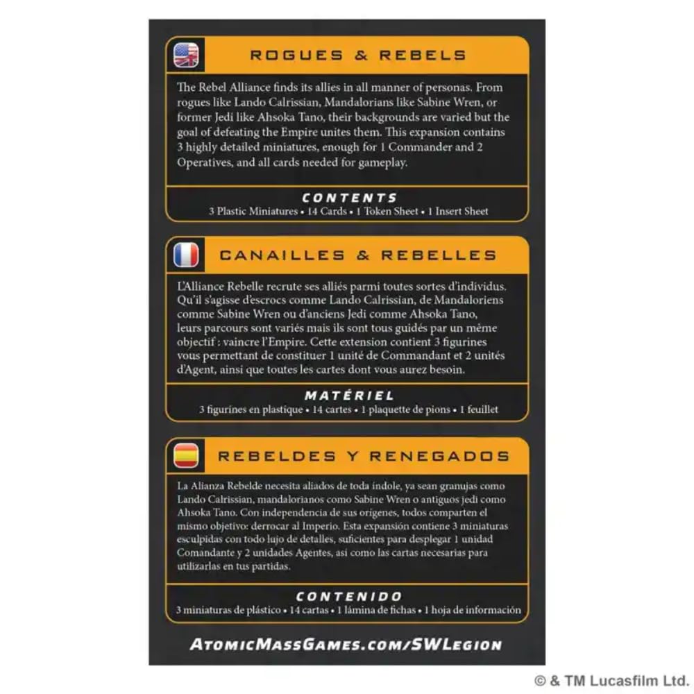 Asmodee, Star Wars: Legion - Rogues & Rebels (Rebellen & Halunken), versione tedesca, espansione da tavolo per 2 giocatori dai 14 anni in su, con 120-180 minuti di gioco, multilingue