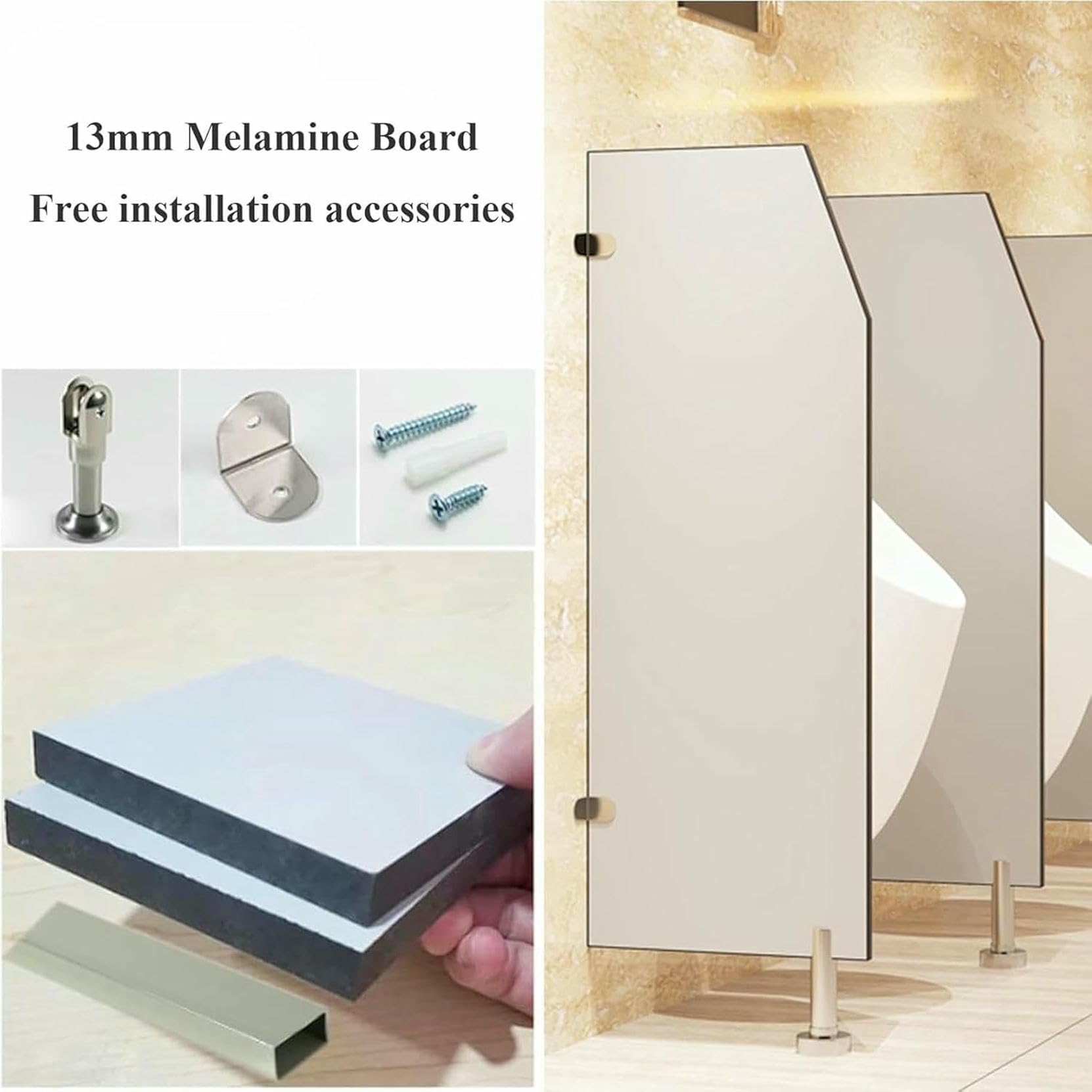 Mampara divisoria para urinario con herrajes de Acero Inoxidable, Separador de Pared para privacidad en baños públicos, Deflector de urinario Duradero y Funcional.