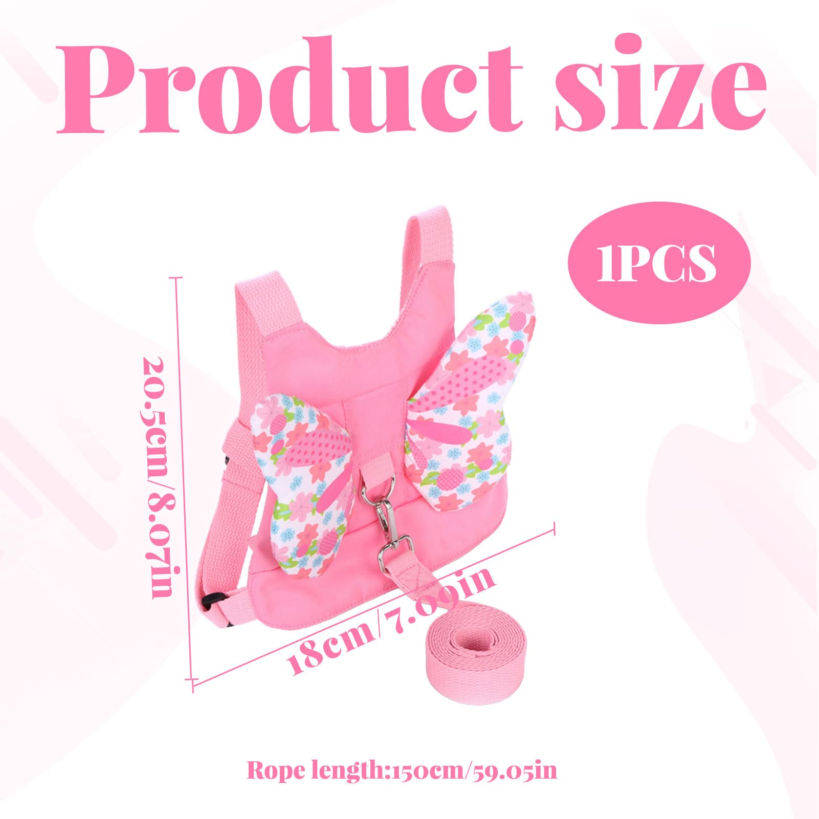 Toddler Leash Harness,Reins for Toddlers Girls,3-in-1 Backpack Leash for Toddlers,Butterfly Wings Design Toddler Reins for Walking 1-3 Years,Adjustable Safety Child Reins for Walking,1-6 Years (Pink) - Image 2