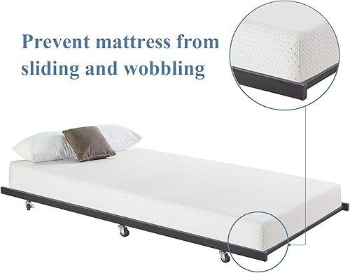 Miniatura 13 de VECELO - Marco de sofá cama de metal prémium, soporte de listones de acero, cabecera de patas fuertes, base de colchón, muebles multifuncionales