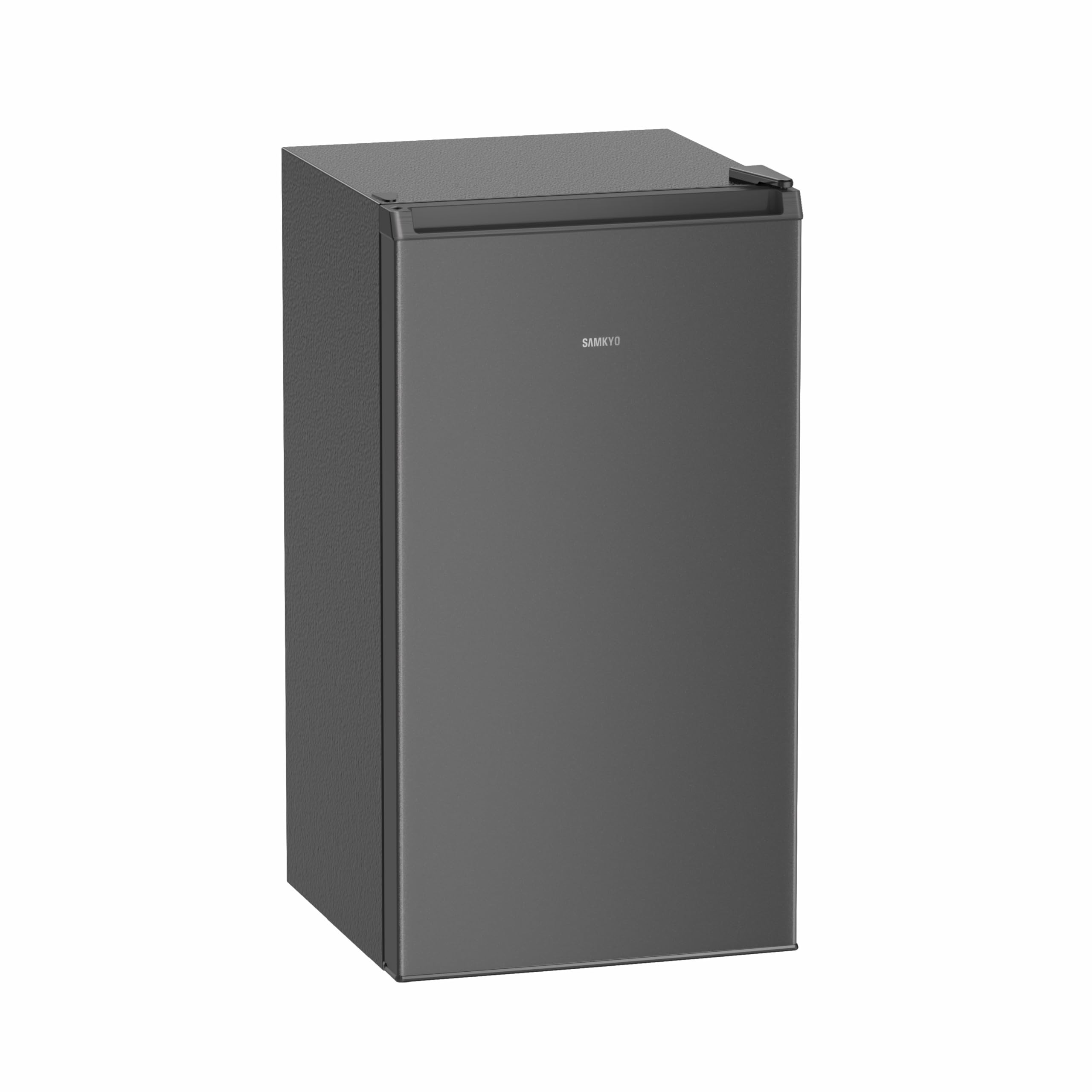 SAMKYO 冷蔵庫 一人暮らし用 95L 小型 スリム 幅44.4cm 直冷式 右開き 1ドア 静音 耐熱天板 GU95S グレー