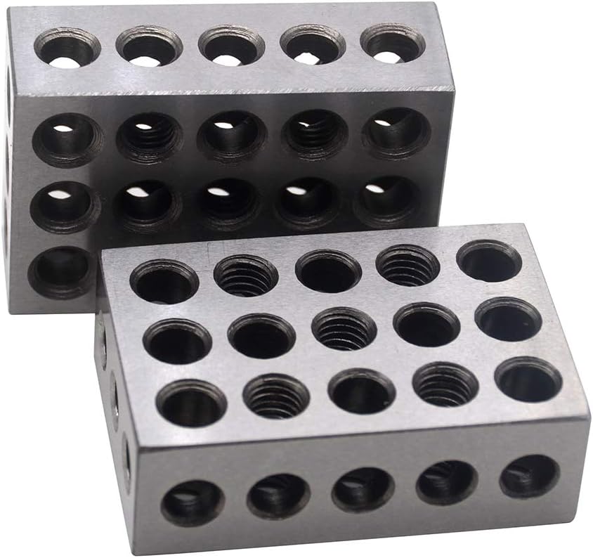 1-2-3 Blocks Matched Pair Hardened Steel 23 Holes (1"x2"x3") Set Precision Machinist Milling